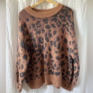 Aerie Cozy Knit Leopard Women's Sweater, Sz. L